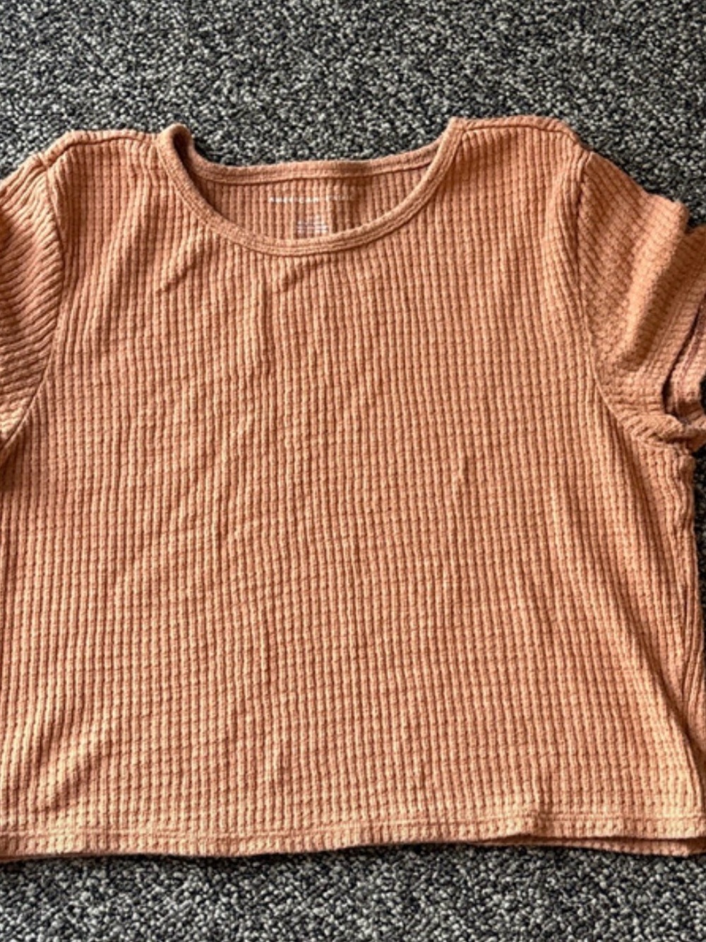 Waffle-Knit Crop Top - Rustic Peach